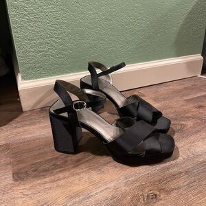 Satin Platform Block Heels